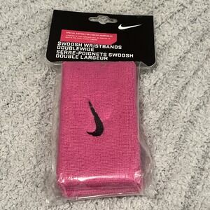 New Nike Pink Neon Wristbands Double Wide Vintage Swoosh 2 Pack Basketball 2015